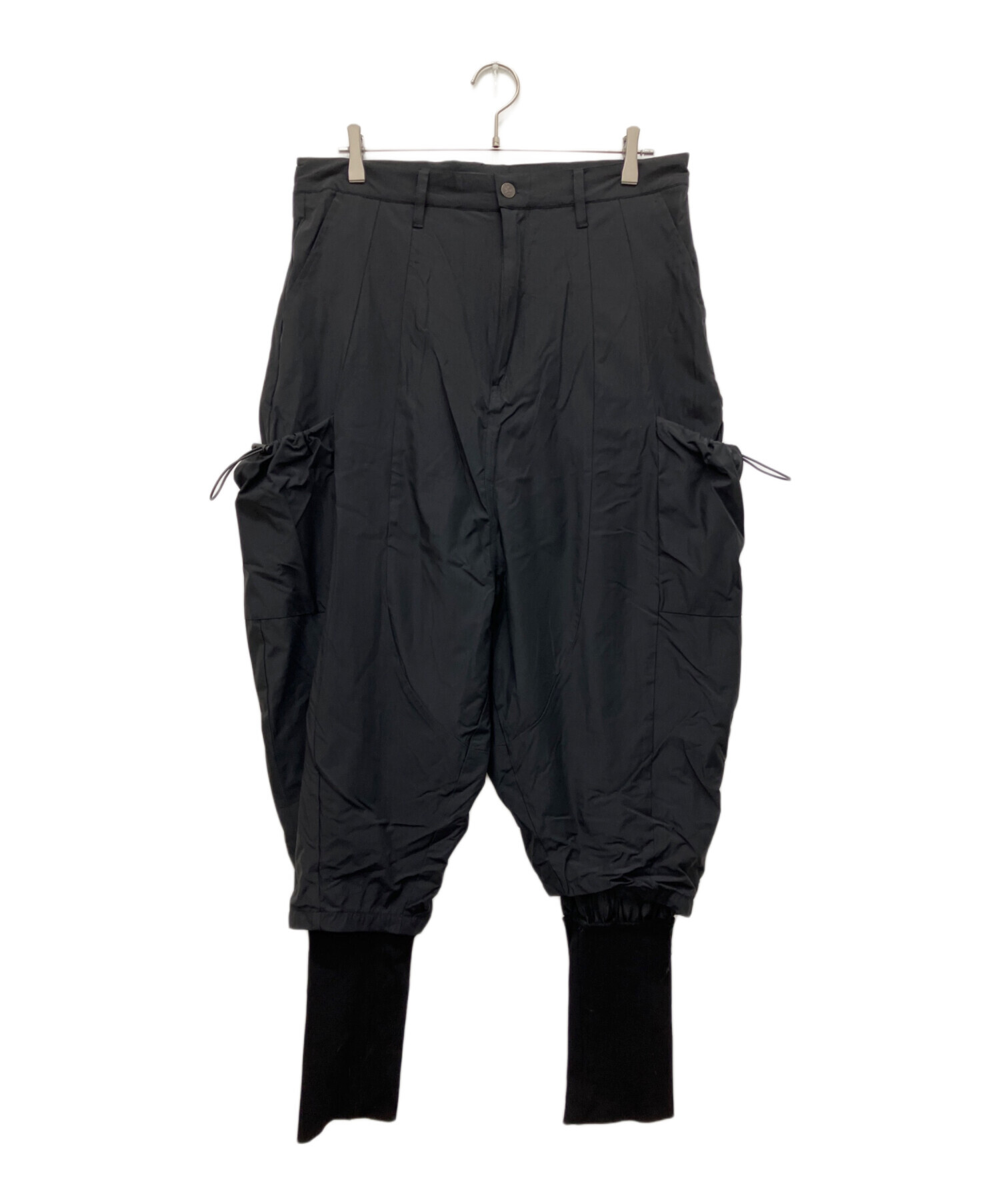 ◆美品◆ glamb グラム　サルエル　リブ　パンツ　1 M ブラック　黒 中古・古着通販】glamb (グラム) レイヤードサルエルパンツ ブラック