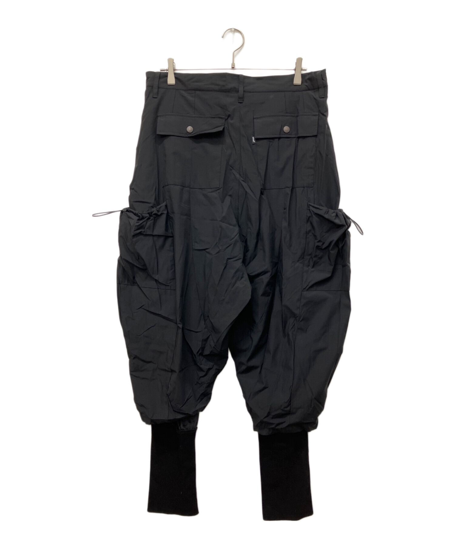 ◆美品◆ glamb グラム　サルエル　リブ　パンツ　1 M ブラック　黒 中古・古着通販】glamb (グラム) レイヤードサルエルパンツ ブラック