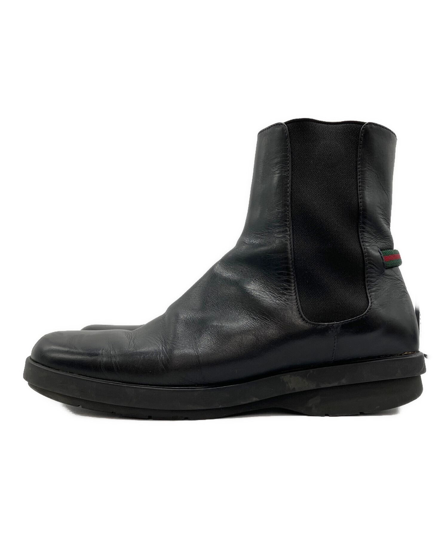 【GUCCI】 レザーハンティング　ブーツ 黒　24㎝前後 中古・古着通販】GUCCI (グッチ) シェリーラインサイドゴアブーツ