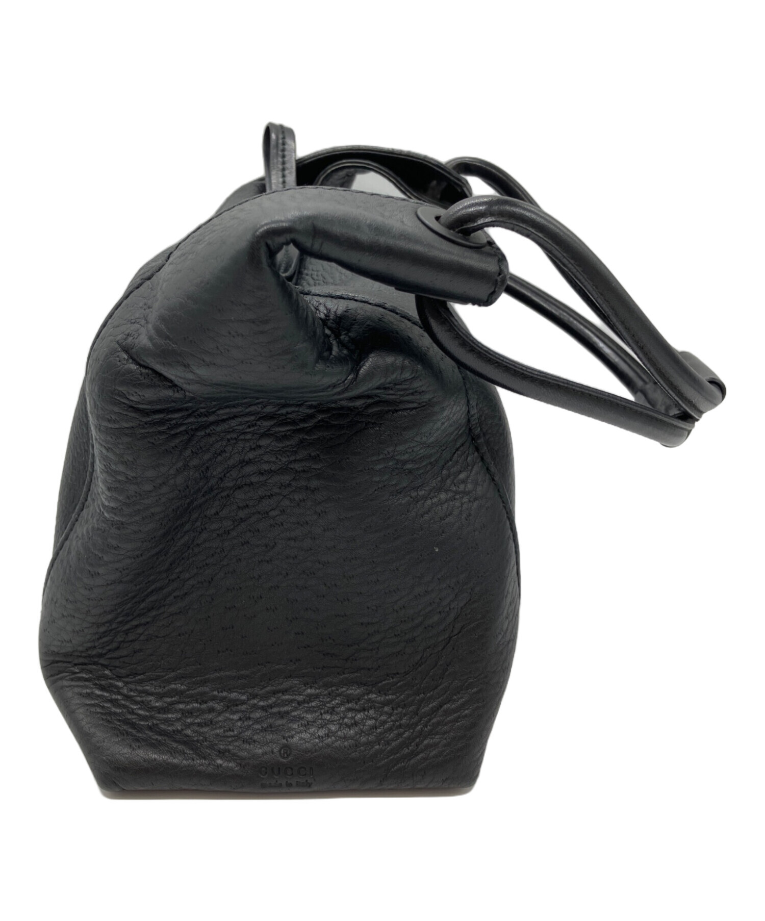 中古・古着通販】GUCCI (グッチ) レザー ハンドバッグ ブラック 