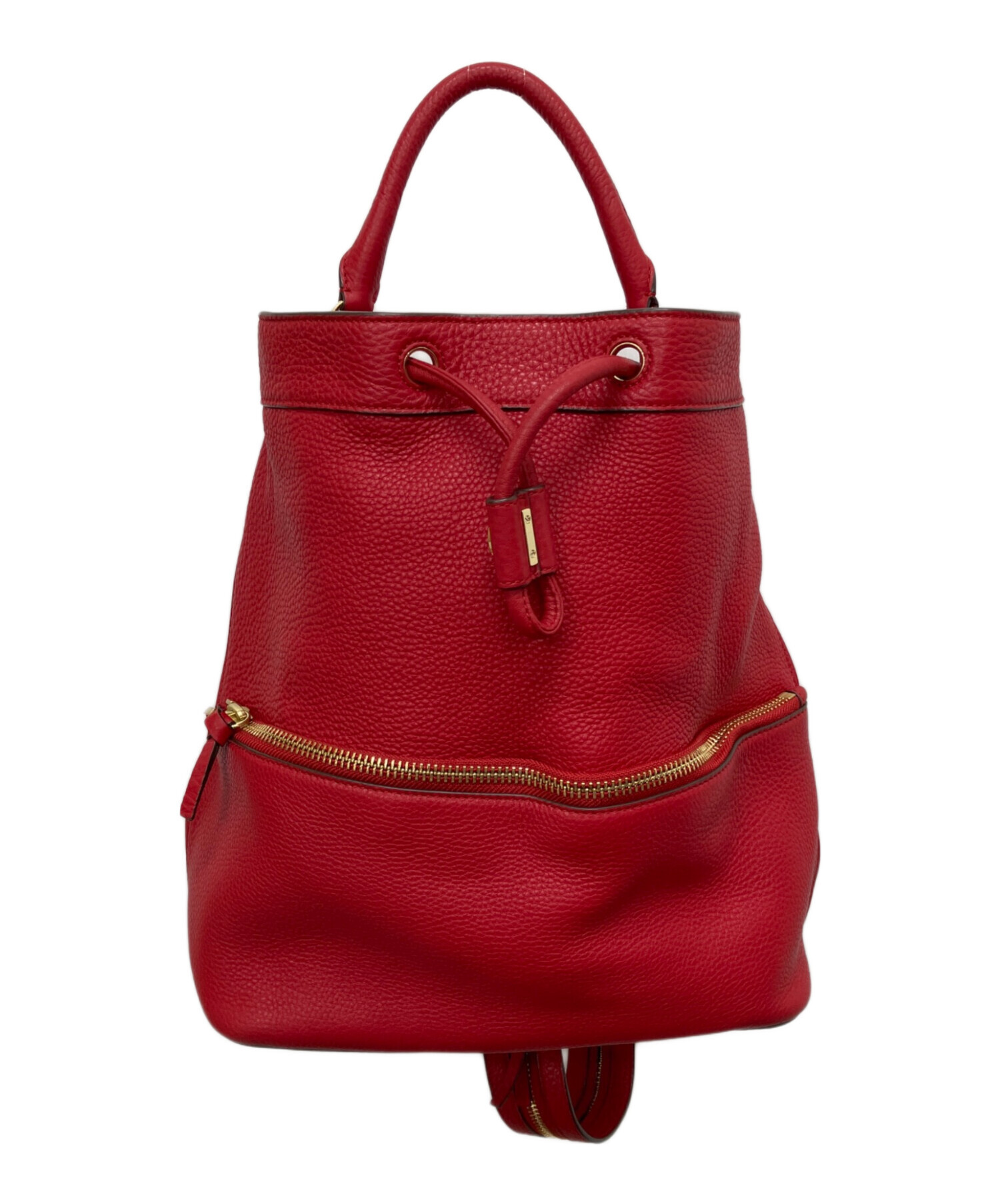 中古・古着通販】TORY BURCH (トリーバーチ) 巾着レザーバッグ レッド