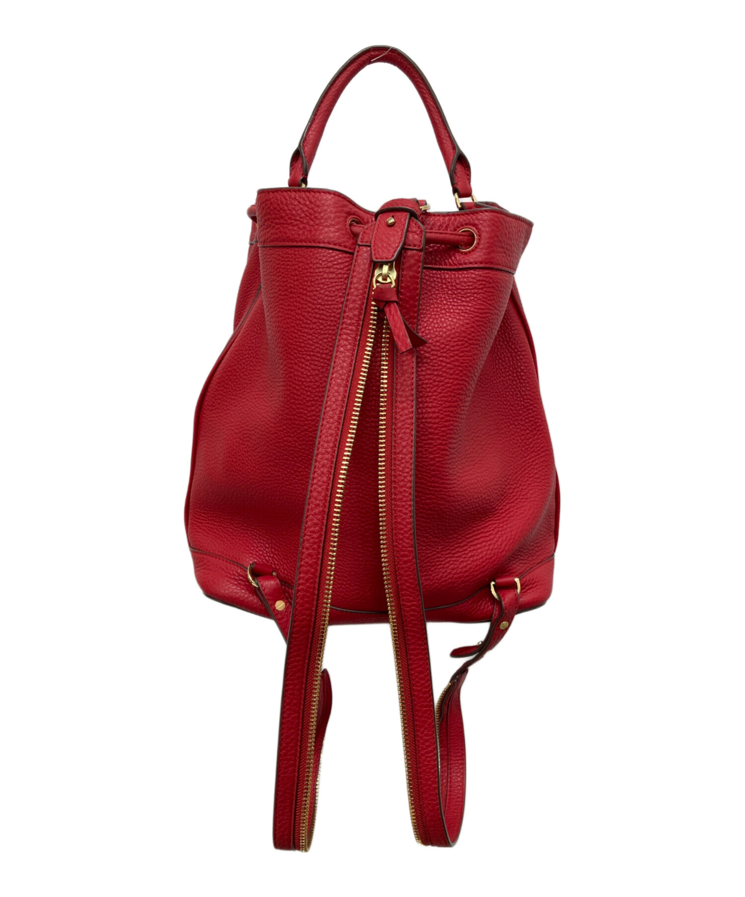 未使用級 保存袋付 TORY BURCH 総柄 リュック 巾着 スクエア バッグ 中古・古着通販】TORY BURCH (トリーバーチ) 巾着レザーバッグ レッド