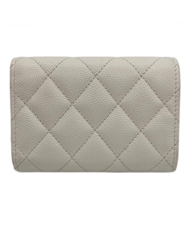 中古・古着通販】CHANEL (シャネル) キャビアスキンレザー3つ折り財布