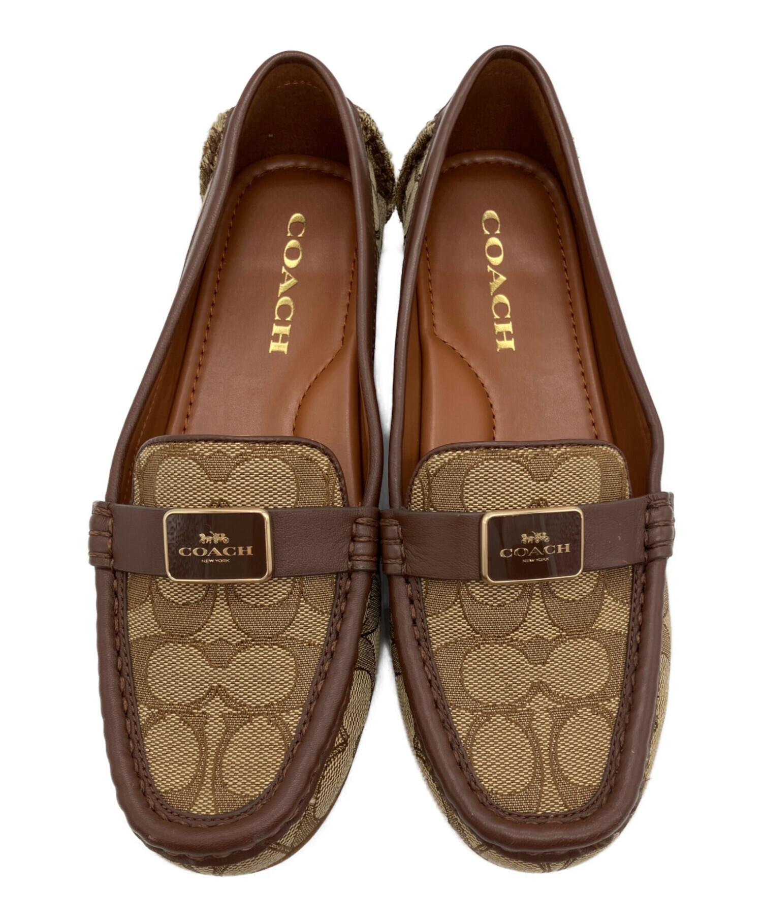 COACH モノグラムローファー ブラウン 中古・古着通販】COACH (コーチ) シグネチャーローファー ブラウン