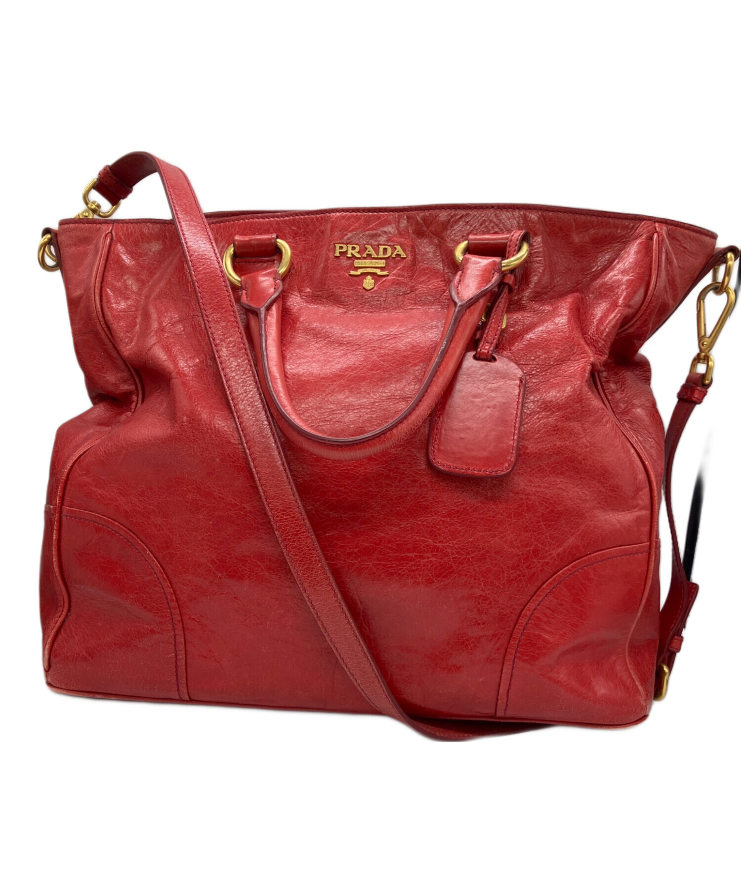 中古・古着通販】PRADA (プラダ) ヴィッテロシャイン2wayバッグ レッド