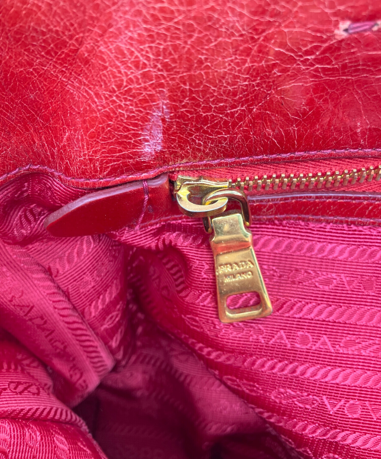 中古・古着通販】PRADA (プラダ) ヴィッテロシャイン2wayバッグ レッド