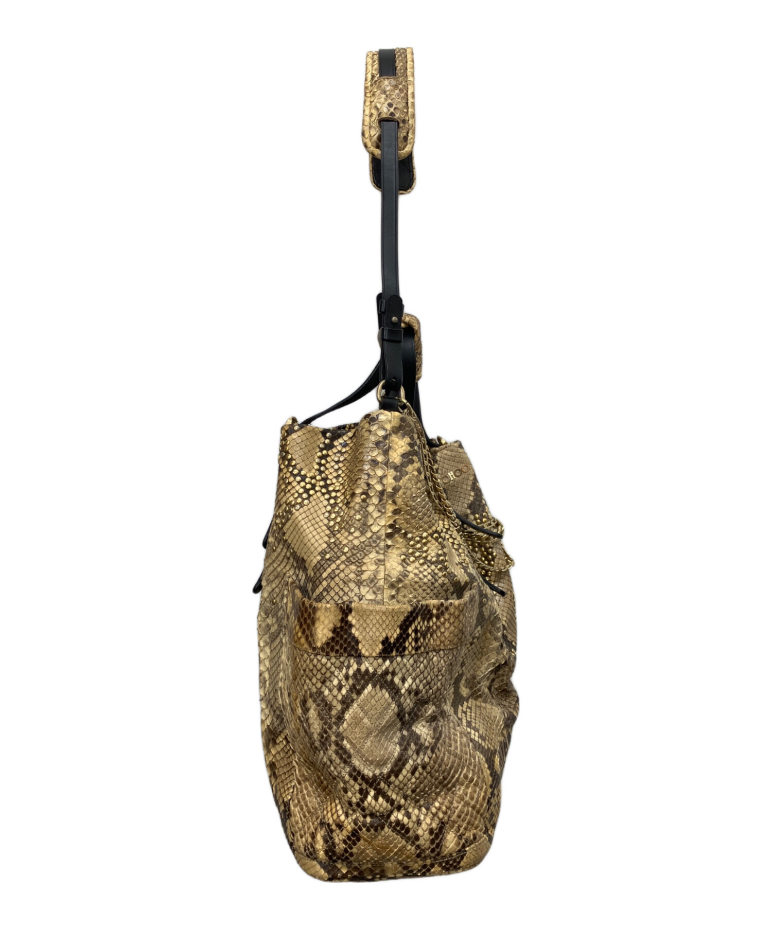 ジミーチュウ　ワンショルダー ハンド バッグ 革 ゴールド パイソン 中古・古着通販】JIMMY CHOO (ジミーチュウ) パイソンレザーバッグ
