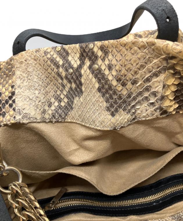 ジミーチュウ　ワンショルダー ハンド バッグ 革 ゴールド パイソン 中古・古着通販】JIMMY CHOO (ジミーチュウ) パイソンレザーバッグ