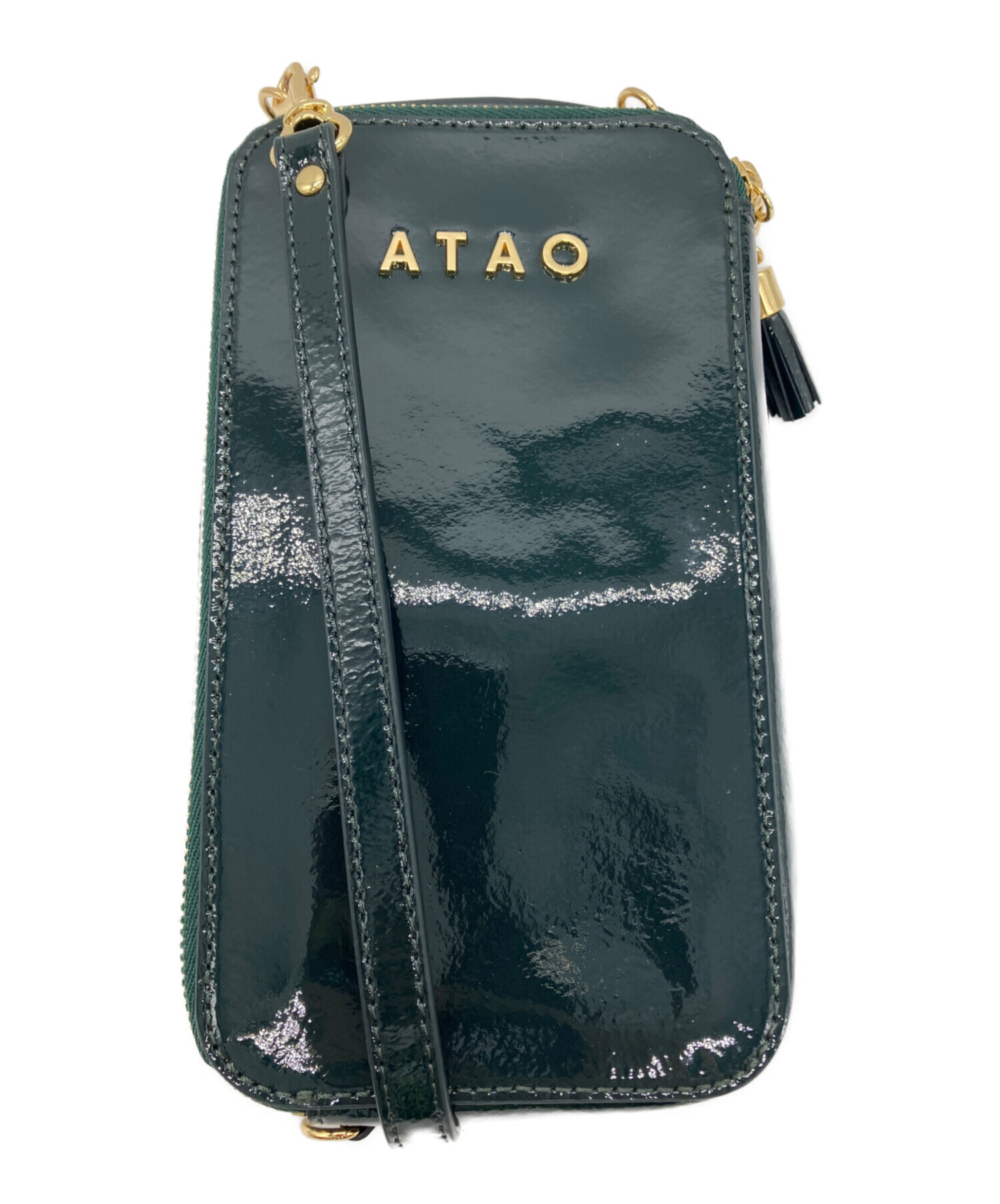 中古・古着通販】ATAO (アタオ) パテントレザー2WAYバッグ グリーン