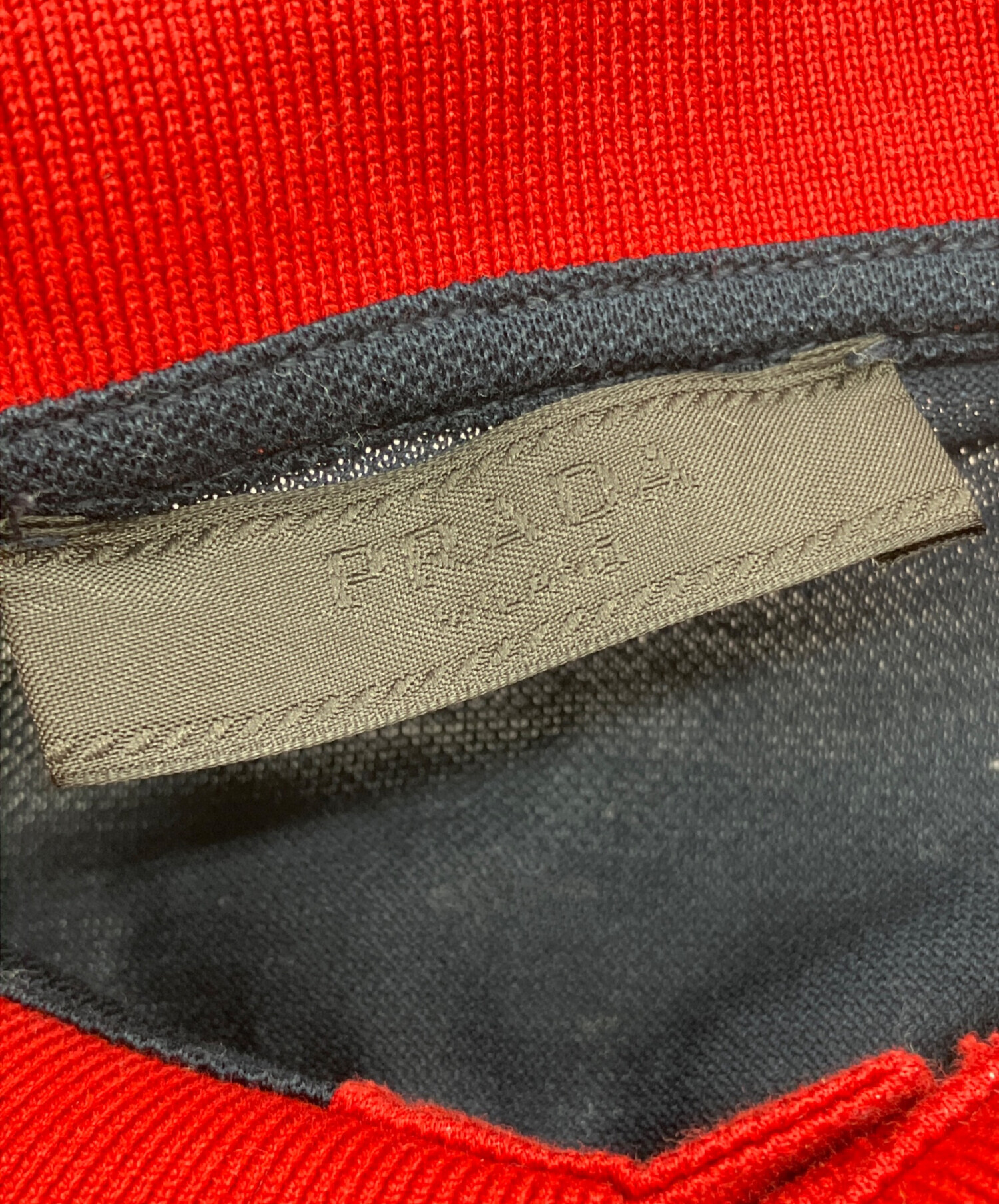 中古・古着通販】PRADA (プラダ) ポロシャツ ネイビー×レッド サイズ:L