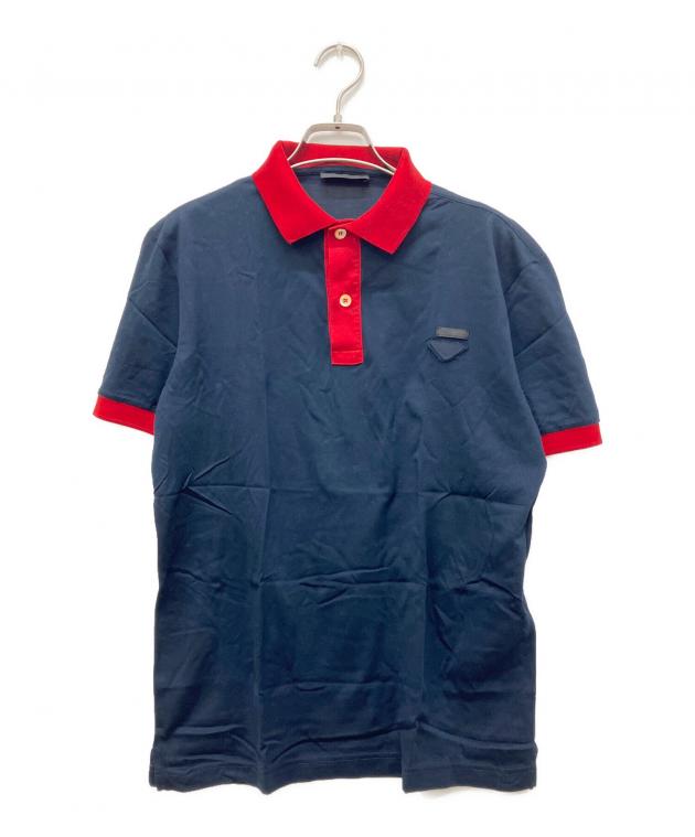 中古・古着通販】PRADA (プラダ) ポロシャツ ネイビー×レッド サイズ:L
