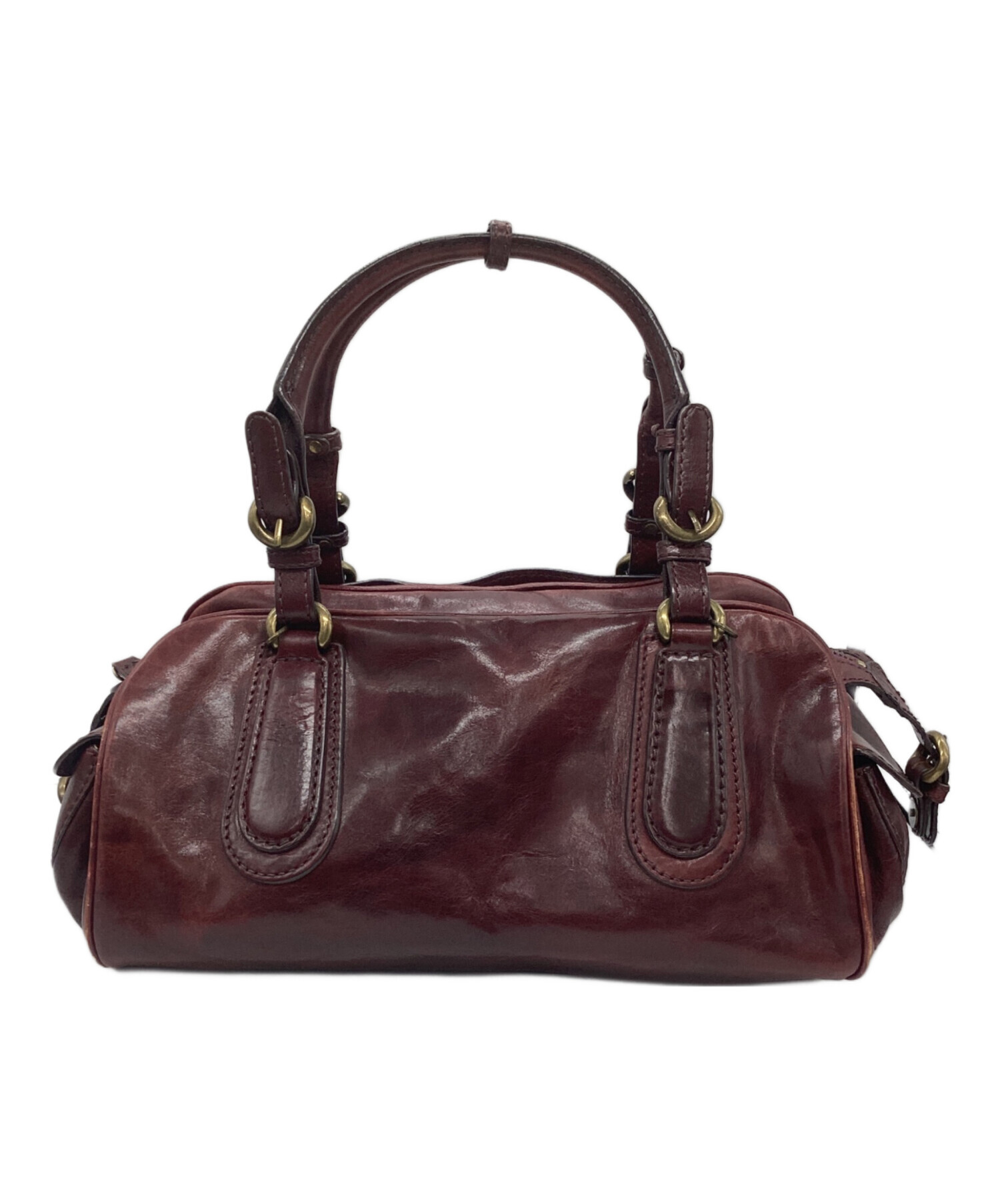 ANNA SUI レザーハンドバッグ ダークブラウン 中古・古着通販】ANNA SUI (アナスイ) レザーハンドバッグ ブラウン