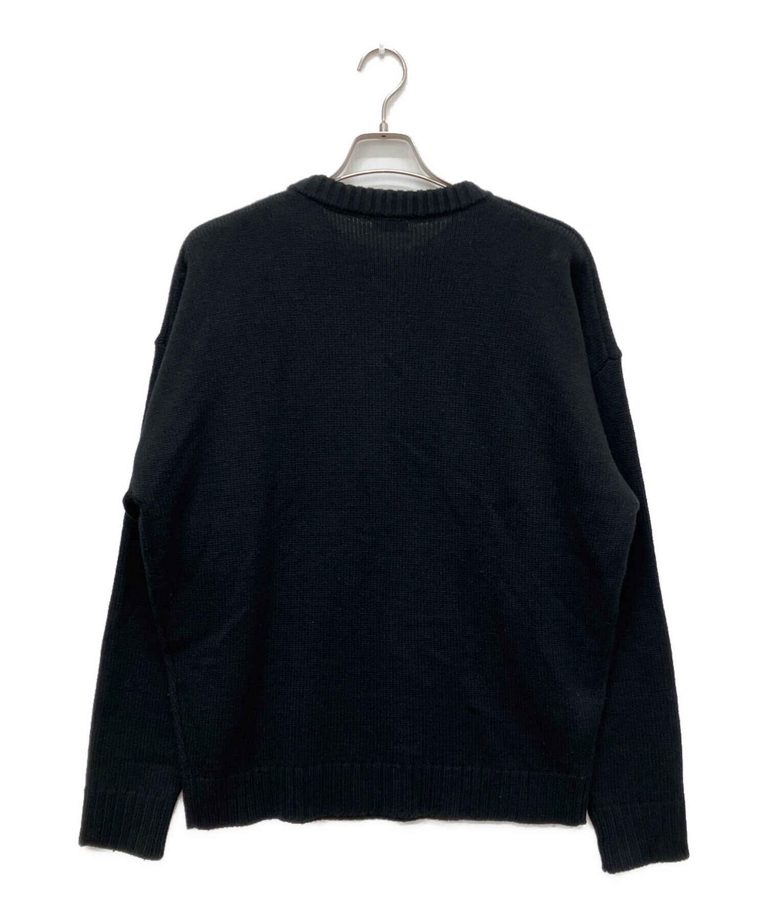 DIESEL ダメージ加工 ニット　ブラック　出回りなし 中古・古着通販】DIESEL (ディーゼル) ロゴニット ブラック×イエロー
