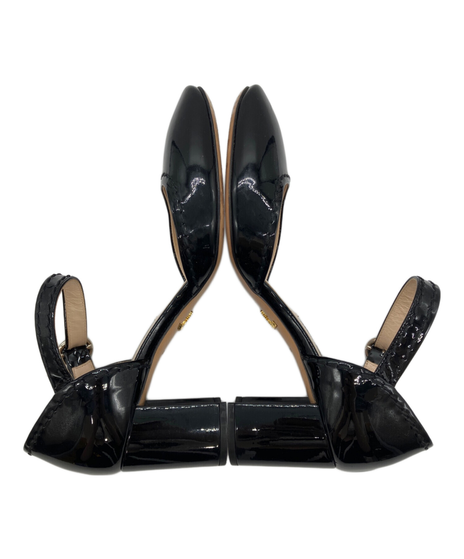 PRADA エナメル アンクルストラップ パンプス 中古・古着通販】PRADA (プラダ) エナメルヒールストラップパンプス