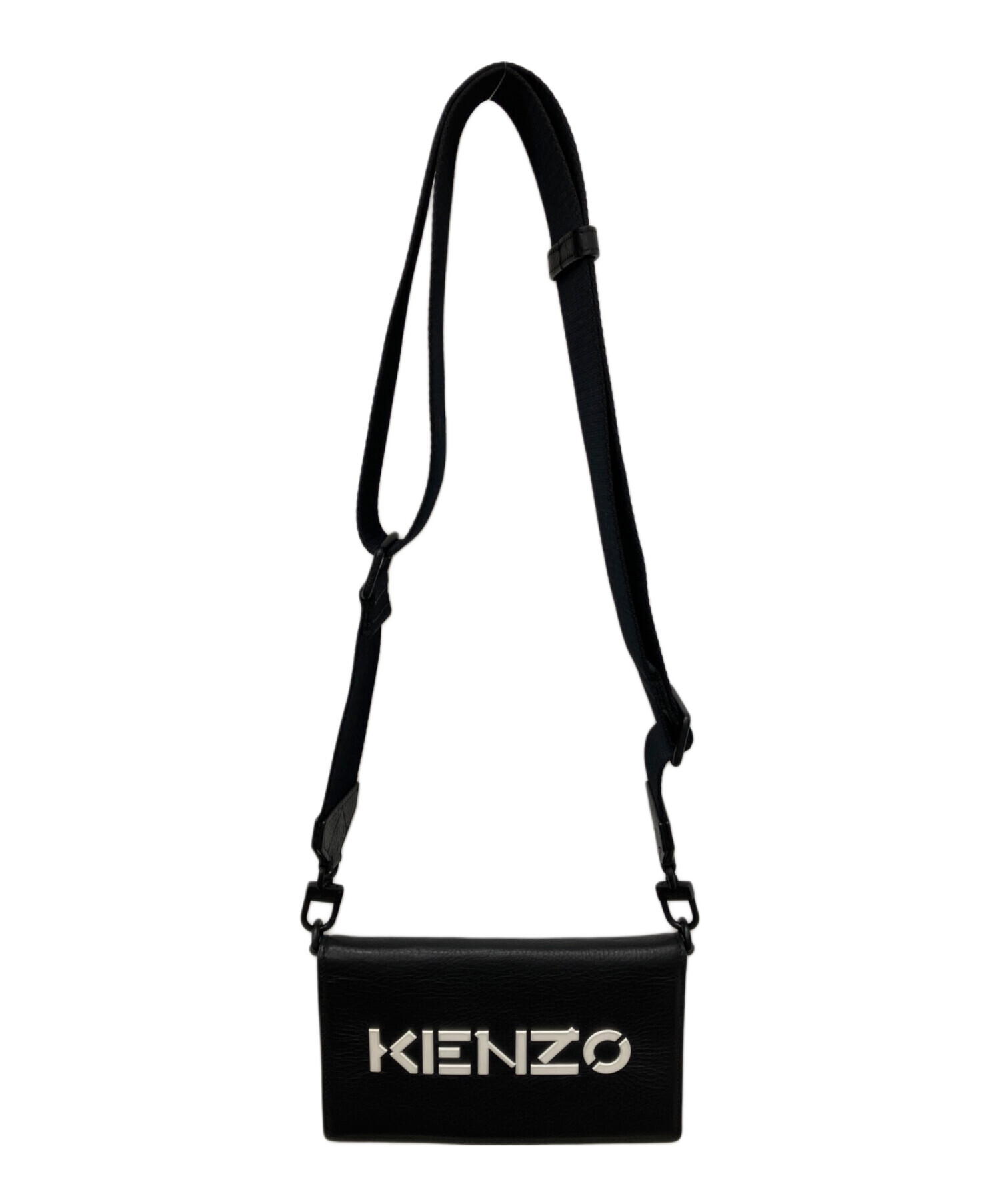 黒 レザー ショルダーバッグ 中古・古着通販】KENZO (ケンゾー) レザーショルダーバッグ ブラック