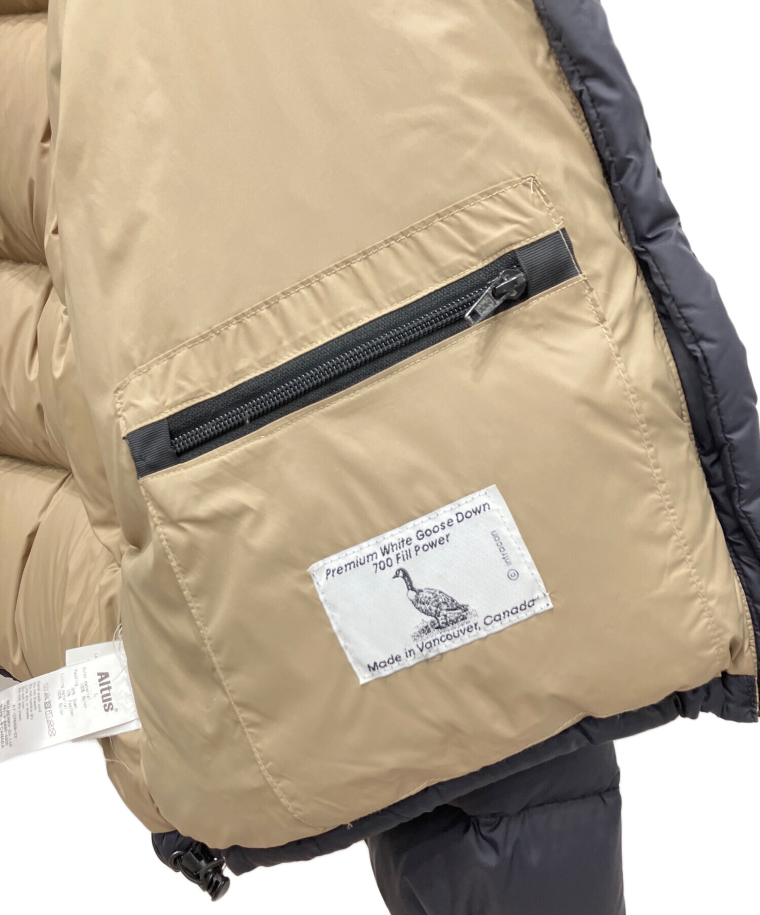中古・古着通販】ALTUS (アルタス) WHITE GOOSE DOWN JACKET ブラック 