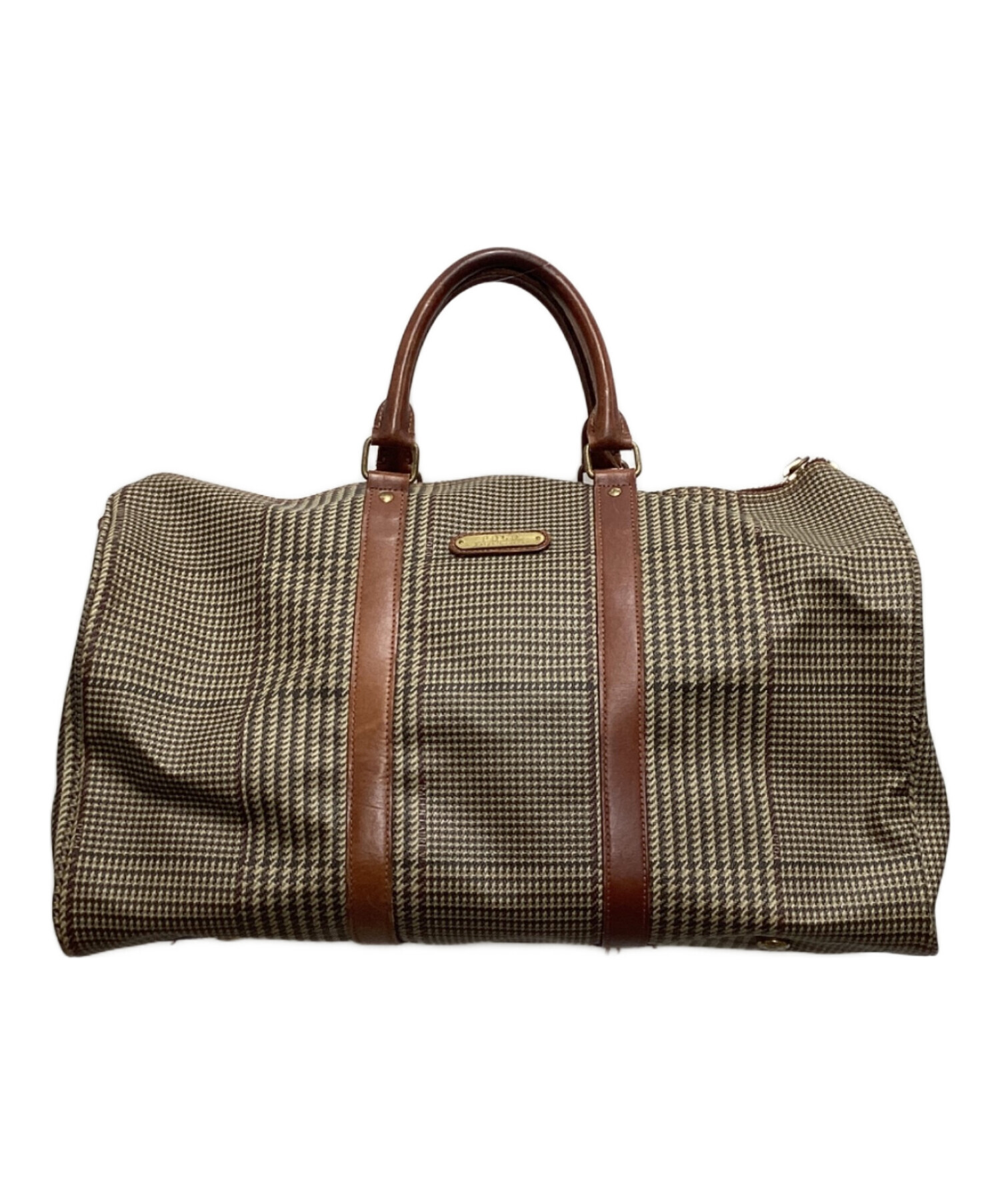 ポロラルフローレン ブラシ・チャーム 千鳥柄 2way ボストンバッグ　大容量 中古・古着通販】POLO RALPH LAUREN (ポロ・ラルフローレン) 千鳥格子