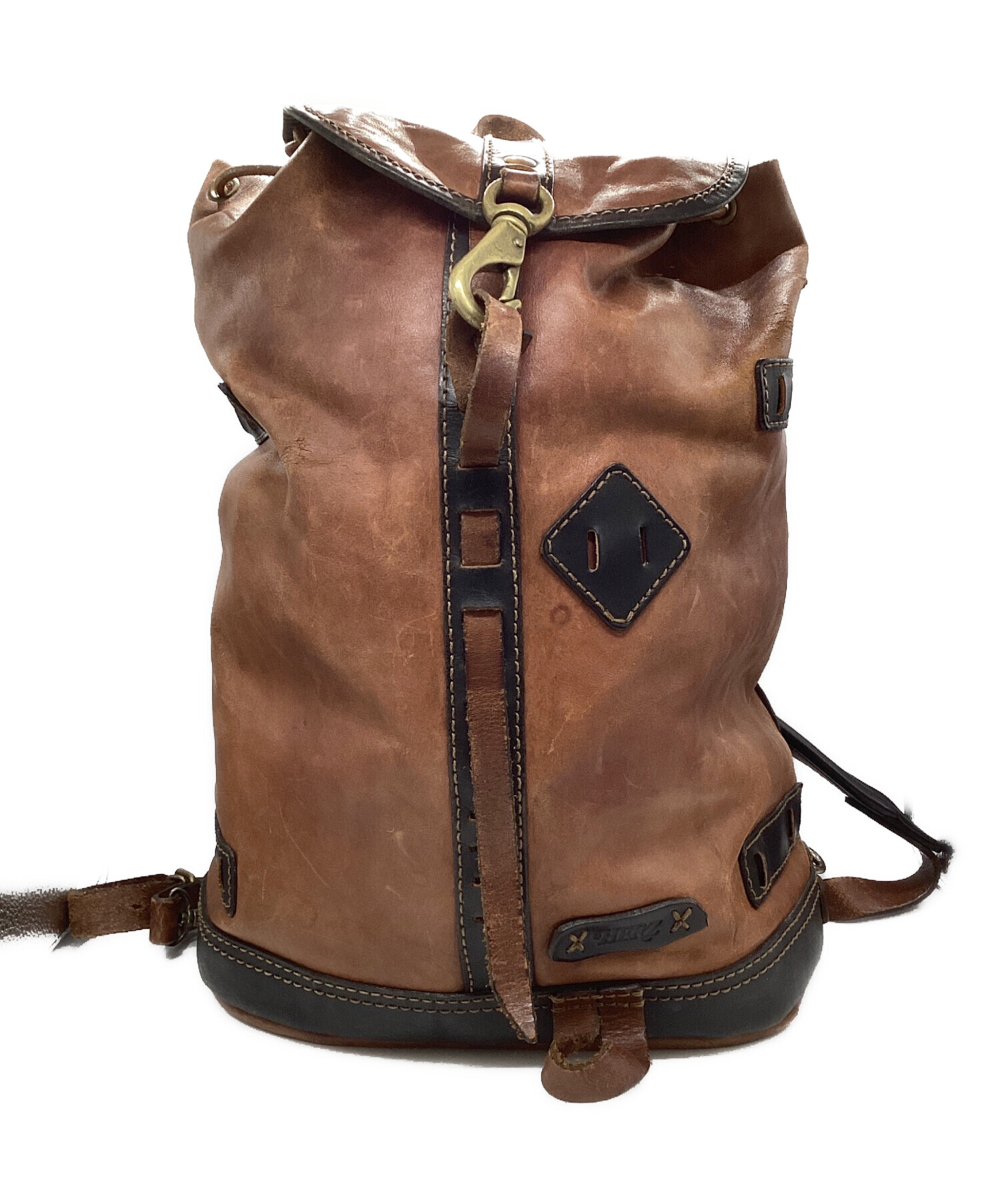 HERZ レザー ブラウンリュック　バッグ 中古・古着通販】Herz (ヘルツ) レザーリュック ブラウン｜ブランド