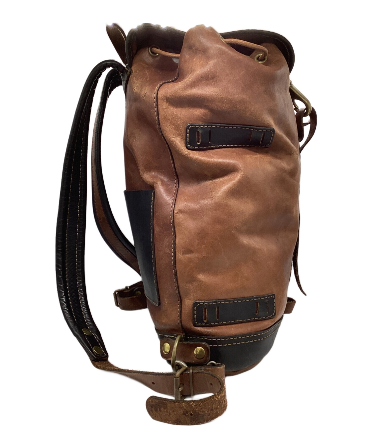 HERZ レザー ブラウンリュック　バッグ 中古・古着通販】Herz (ヘルツ) レザーリュック ブラウン｜ブランド