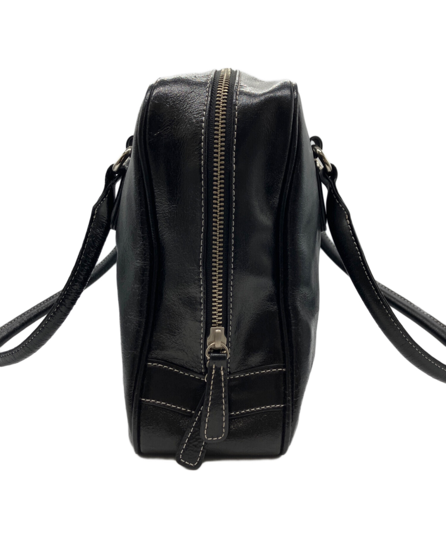 中古・古着通販】HAMANO (ハマノ) レザーハンドバッグ ブラック