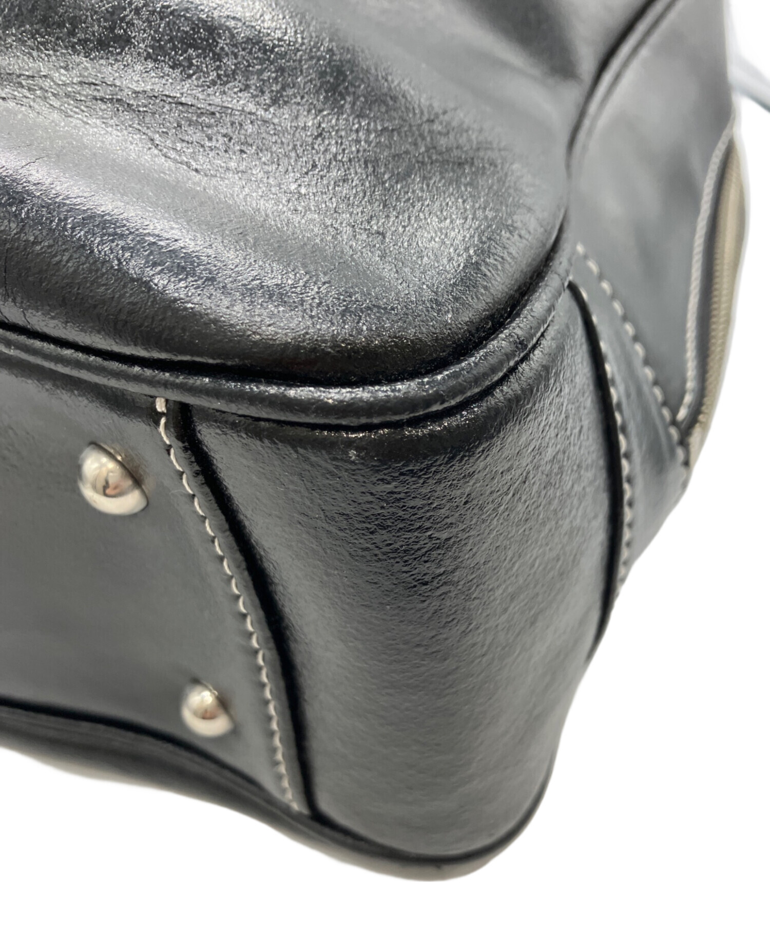 中古・古着通販】HAMANO (ハマノ) レザーハンドバッグ ブラック