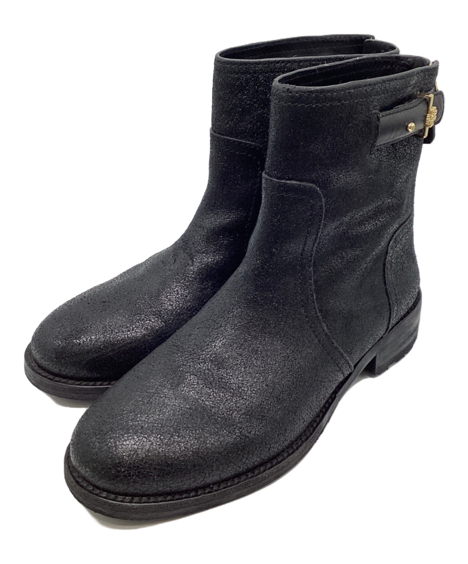 Tory Burch T-ハードウェア レザー ライディングブーツ ブラック Tory Burch T-ハードウェア レザー ライディングブーツ ブラック