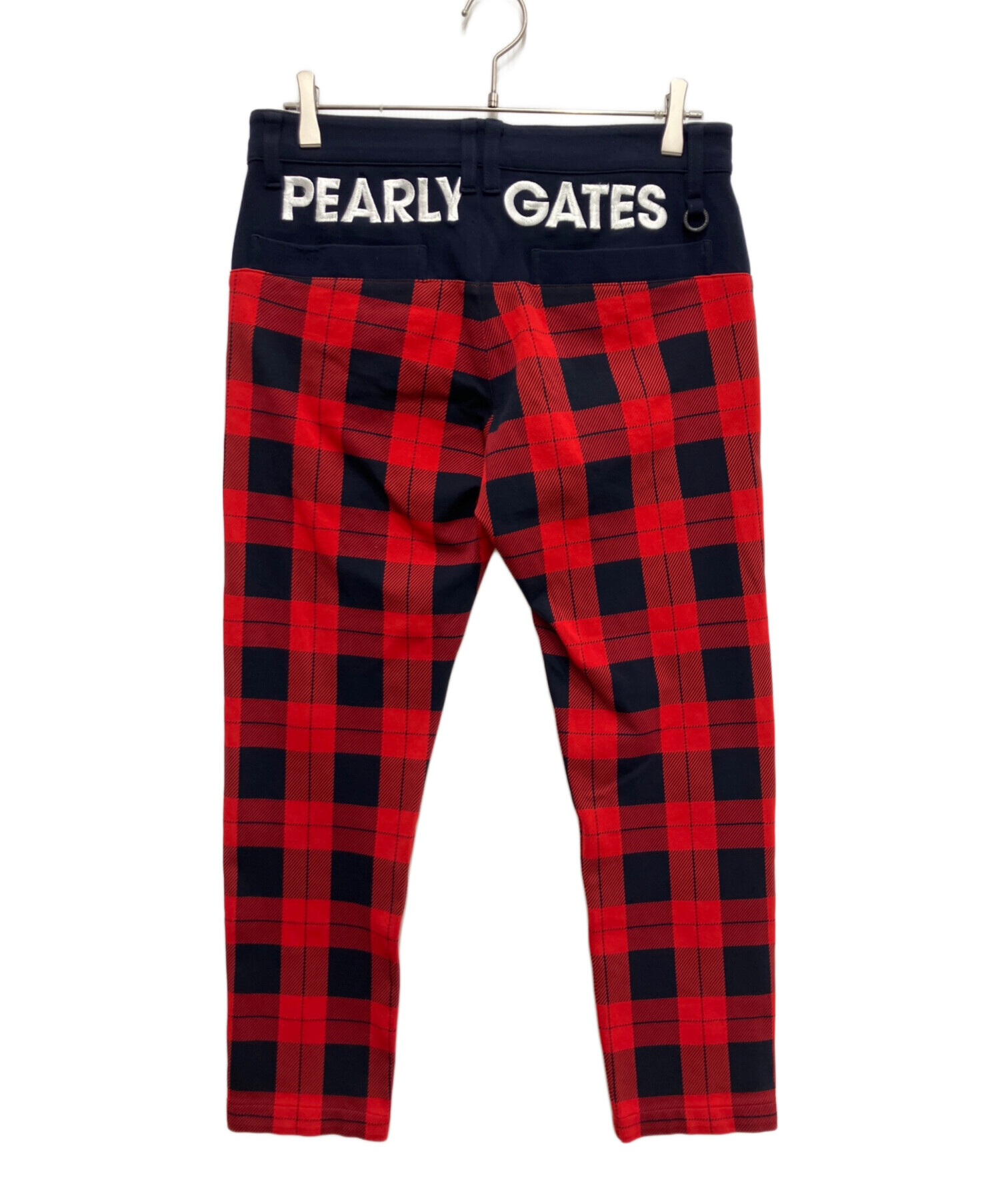 【新品未使用】パーリーゲイツ チェック柄 ウインドパンツ サイズ5 メンズL 赤 中古・古着通販】PEARLY GATES (パーリーゲイツ) チェック柄切替パンツ