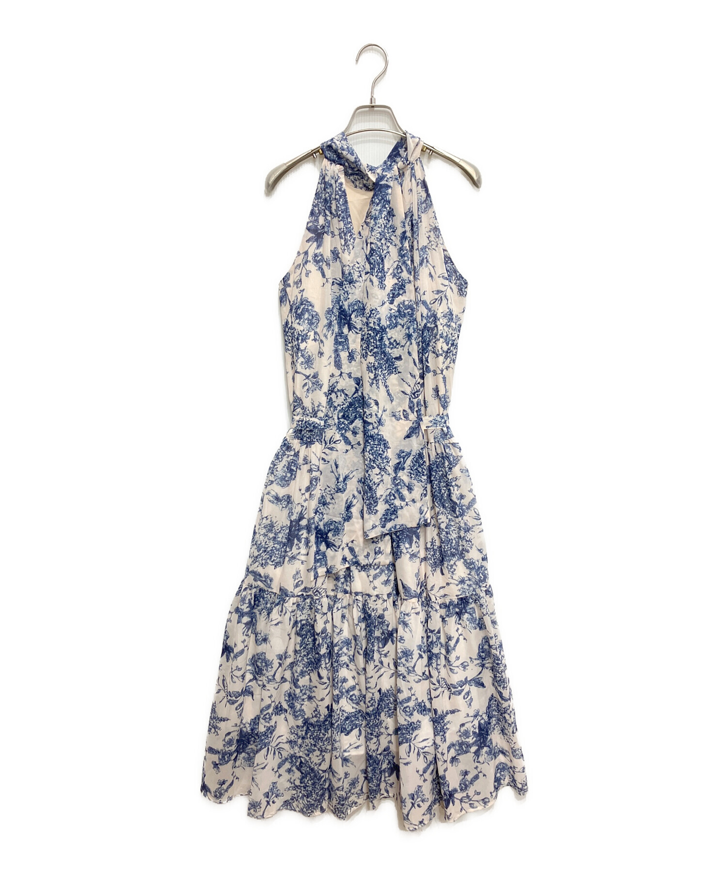 Estella.K タックティアードプリントドレス Blue gray Estella.K