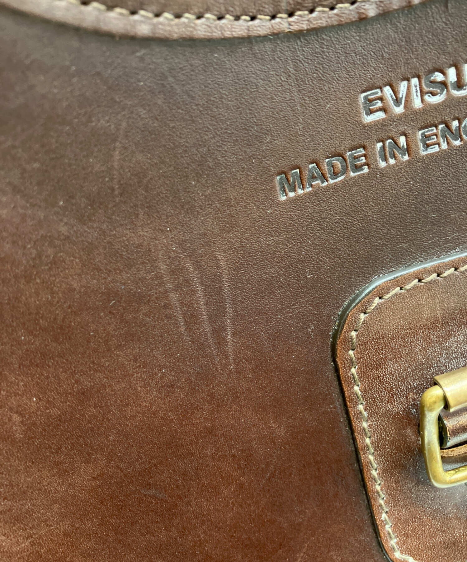 中古・古着通販】EVISU (エヴィス) レザーショルダーバッグ ブラウン