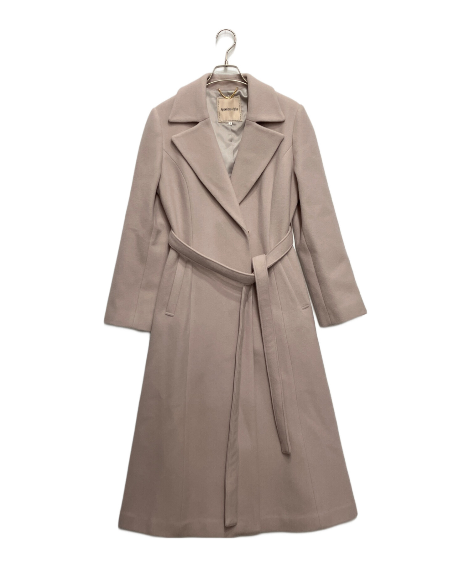 アプワイザーリッシェ♡ピンクチェスターコート 中古・古着通販】Apuweiser-riche (アプワイザーリッシェ) ベルト付