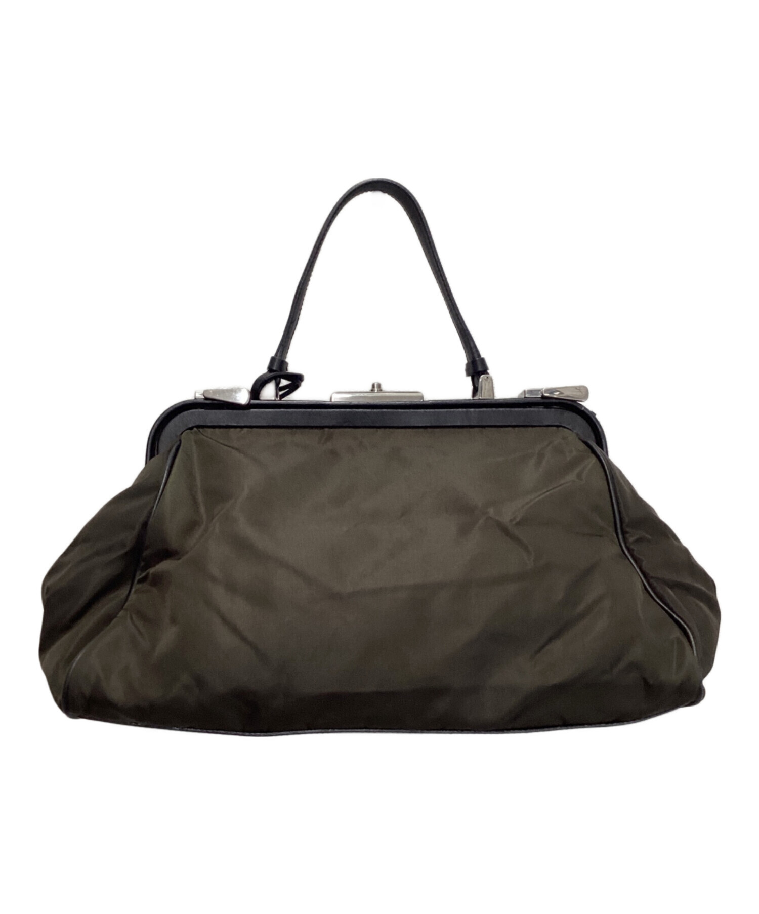 中古・古着通販】PRADA (プラダ) がま口トートバッグ グリーン
