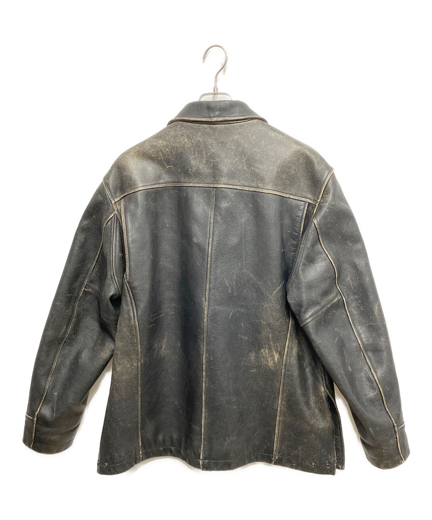 中古・古着通販】GAP (ギャップ) オールドレザージャケット ブラック