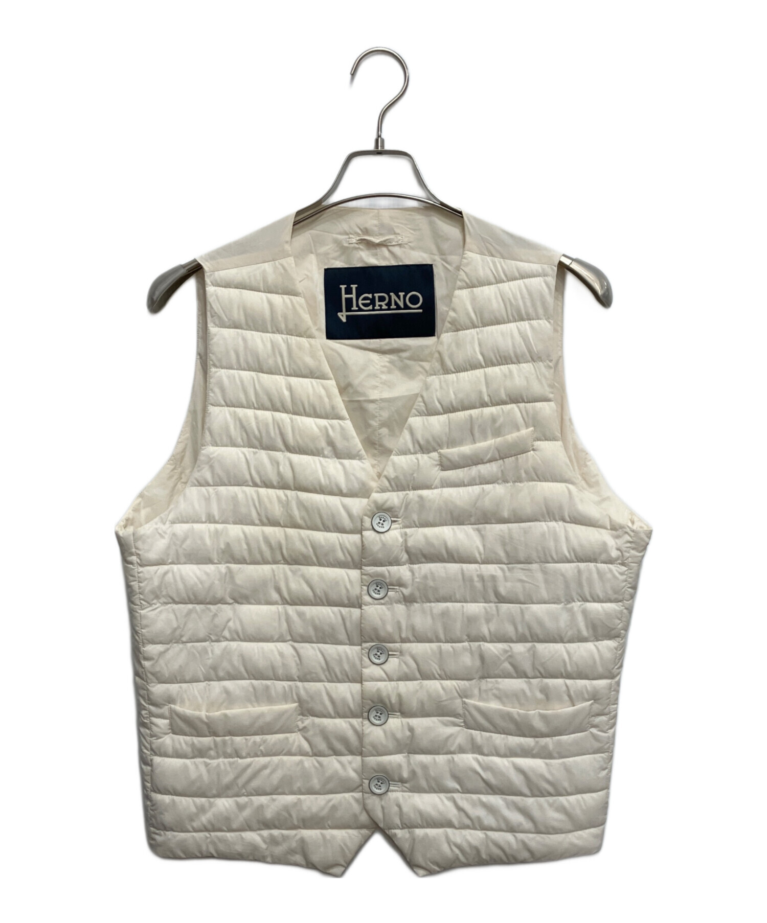 タグあり Herno ホワイト ダウンベスト ジレ 40 ヘルノ 異素材 切替え 中古・古着通販】HERNO (ヘルノ) エコダウンシングルジレ ホワイト