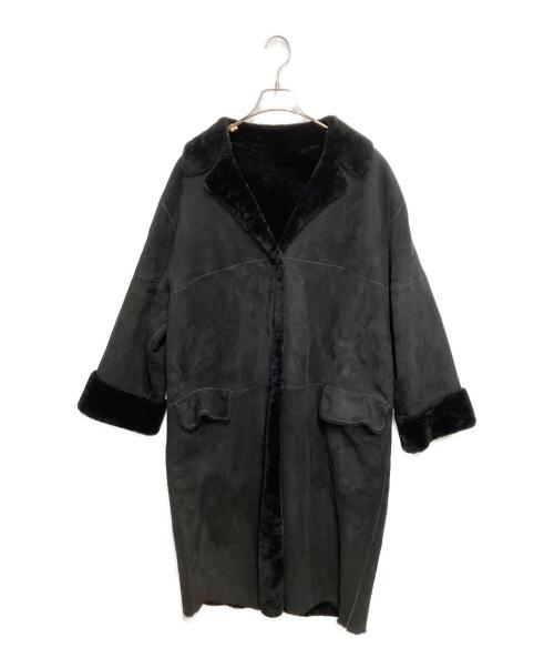 中古・古着通販】LOEWE (ロエベ) ムートンロングコート ブラック