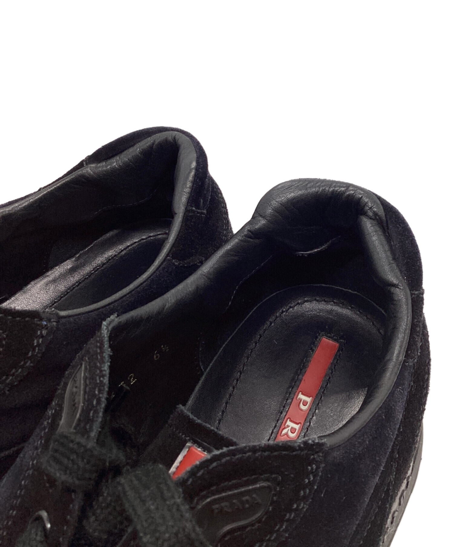 中古・古着通販】PRADA (プラダ) スエードスニーカー ブラック サイズ