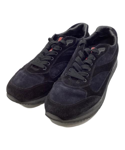 中古・古着通販】PRADA (プラダ) スエードスニーカー ブラック サイズ