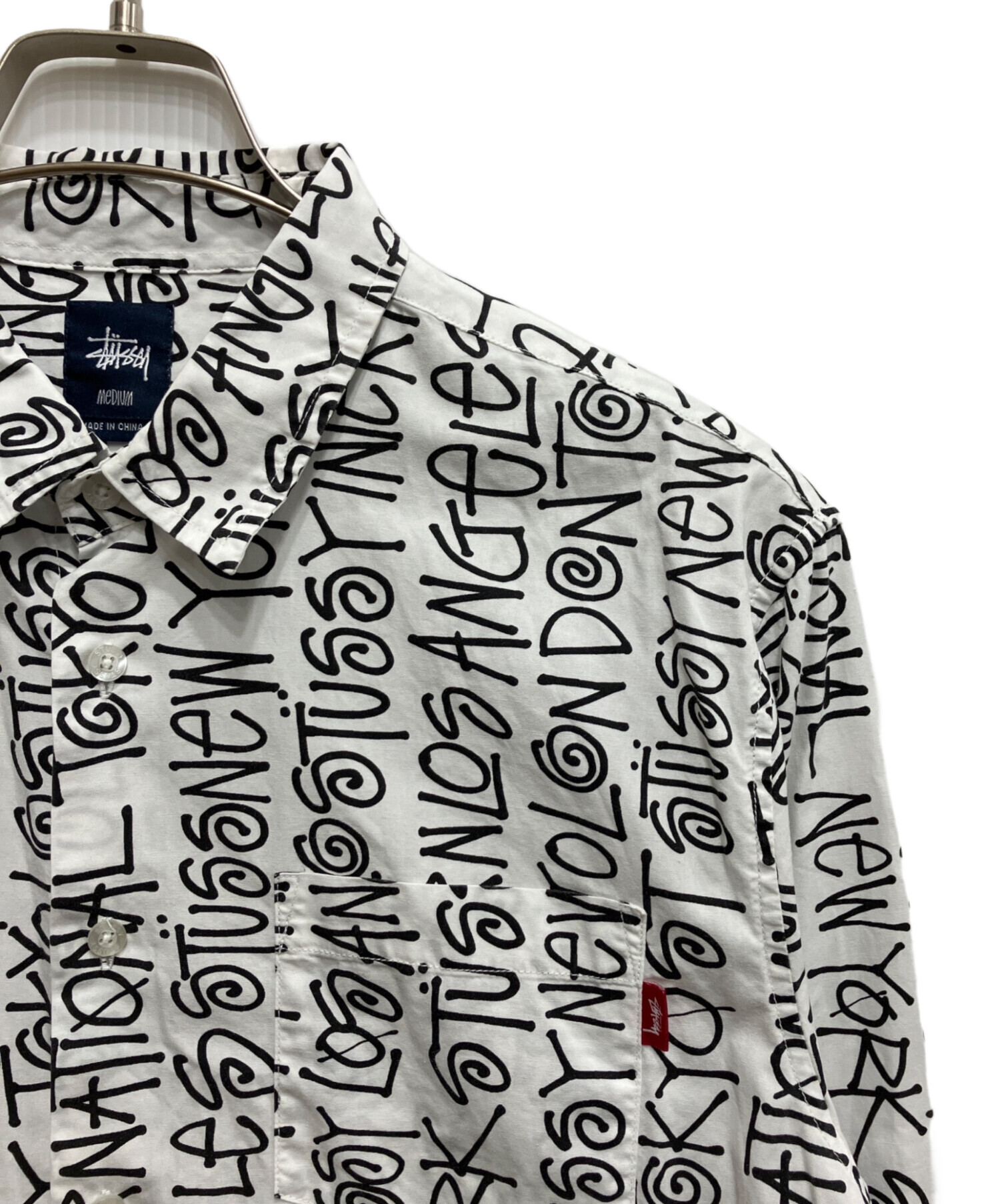中古・古着通販】stussy (ステューシー) 総柄プリントシャツ ホワイト