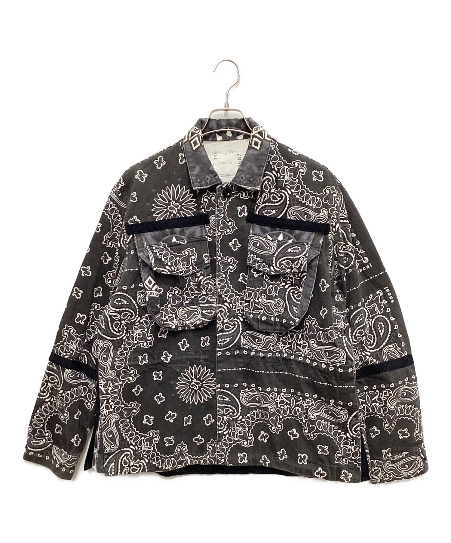 サカイsacai極美品バックバンダナ柄コットンカーディガンクリーニング済み 中古・古着通販】sacai (サカイ) 22SS Bandana Print Blouson グレー