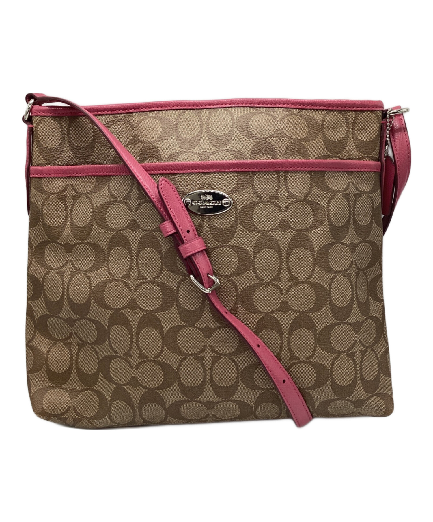 コーチ COACH ショルダーバッグ タウンバッグ ブラウン＋シェルピンク 中古・古着通販】COACH (コーチ) ショルダーバッグ ブラウン×ピンク
