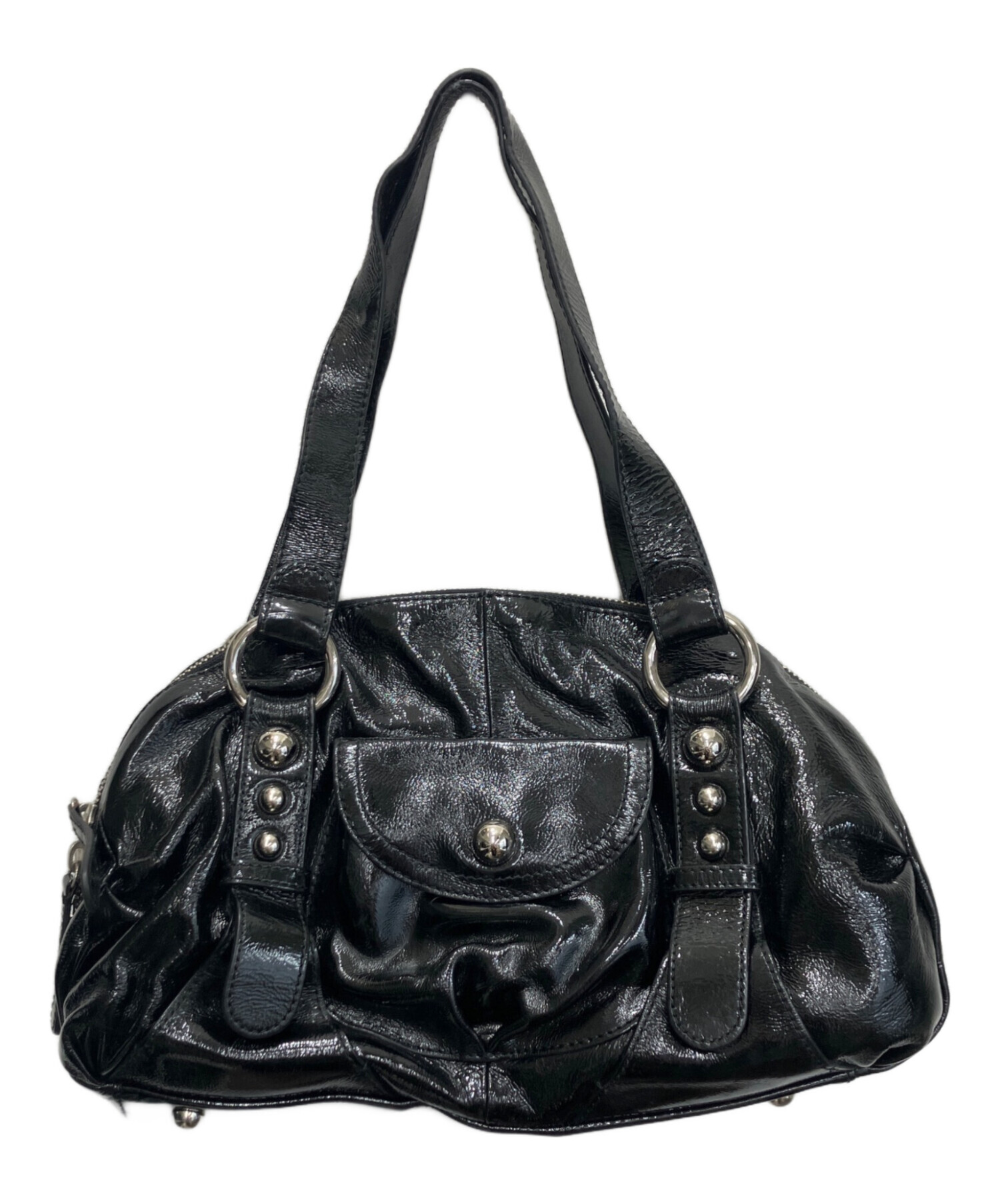 中古・古着通販】ANNA SUI (アナスイ) エナメルトートバッグ ブラック 