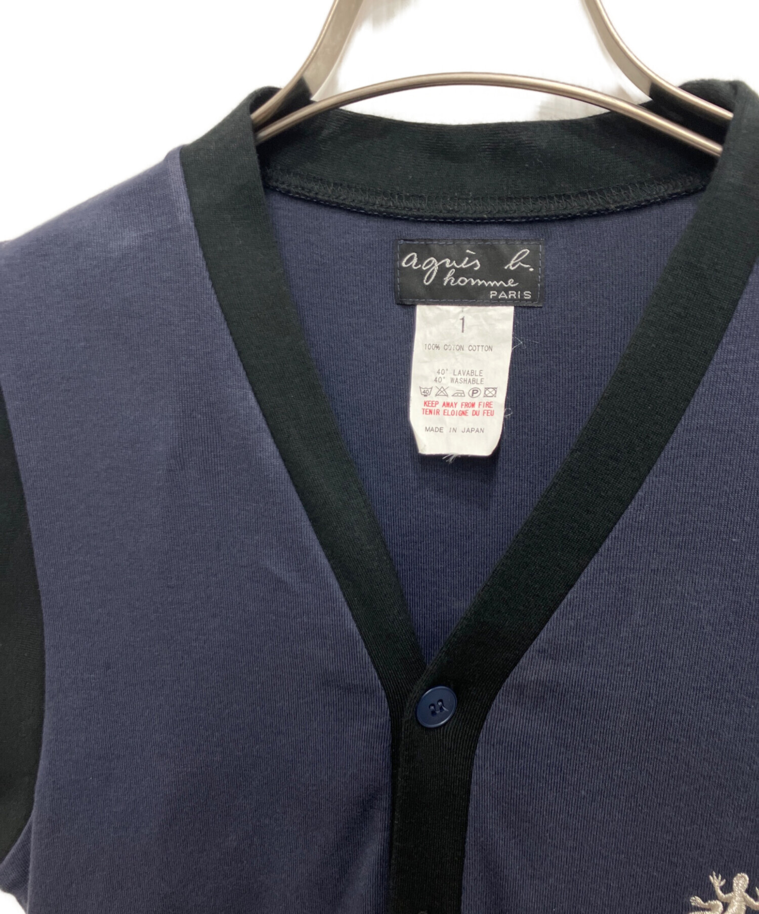トップス 90s agnes b homme lthr vest 中古・古着通販】agnes b homme (アニエスベーオム) トカゲ刺繍ベスト