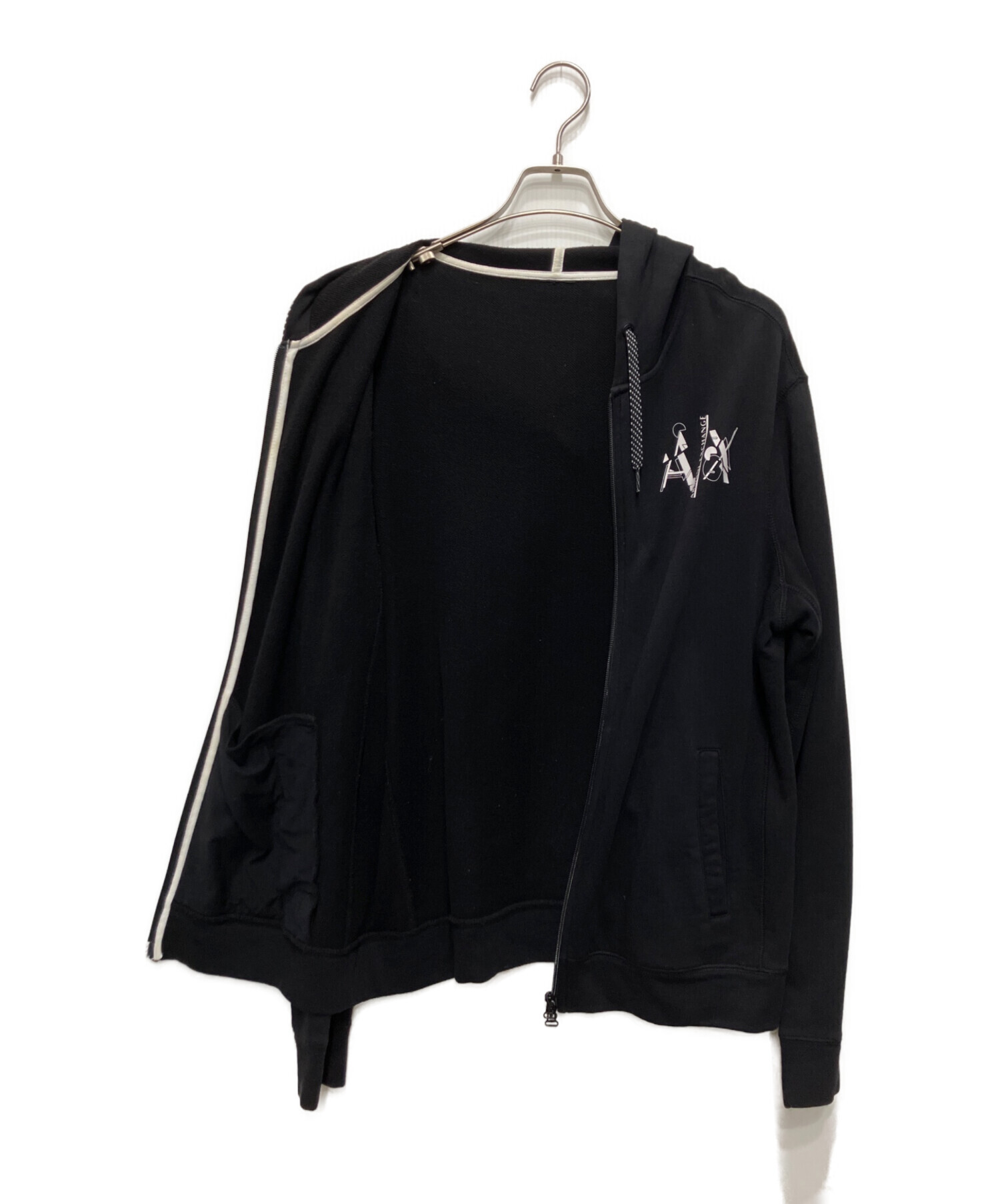 （美品）Armani Exchange ブラック パーカー Lサイズ 中古・古着通販】ARMANI EXCHANGE (アルマーニ エクスチェンジ) ジップ