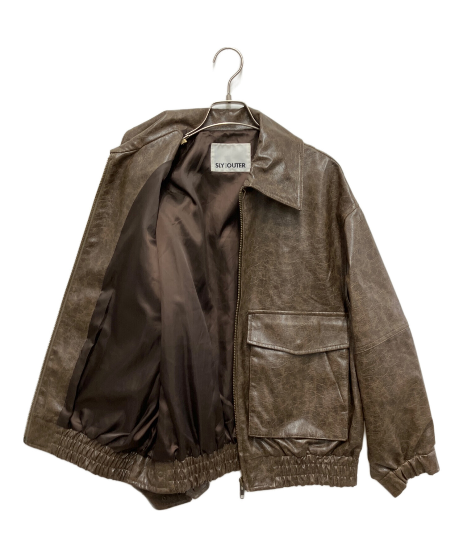 SLY ブラウン ジャケット 中古・古着通販】SLY (スライ) FAUX LEATHER ZIP UP ブルゾン ブラウン