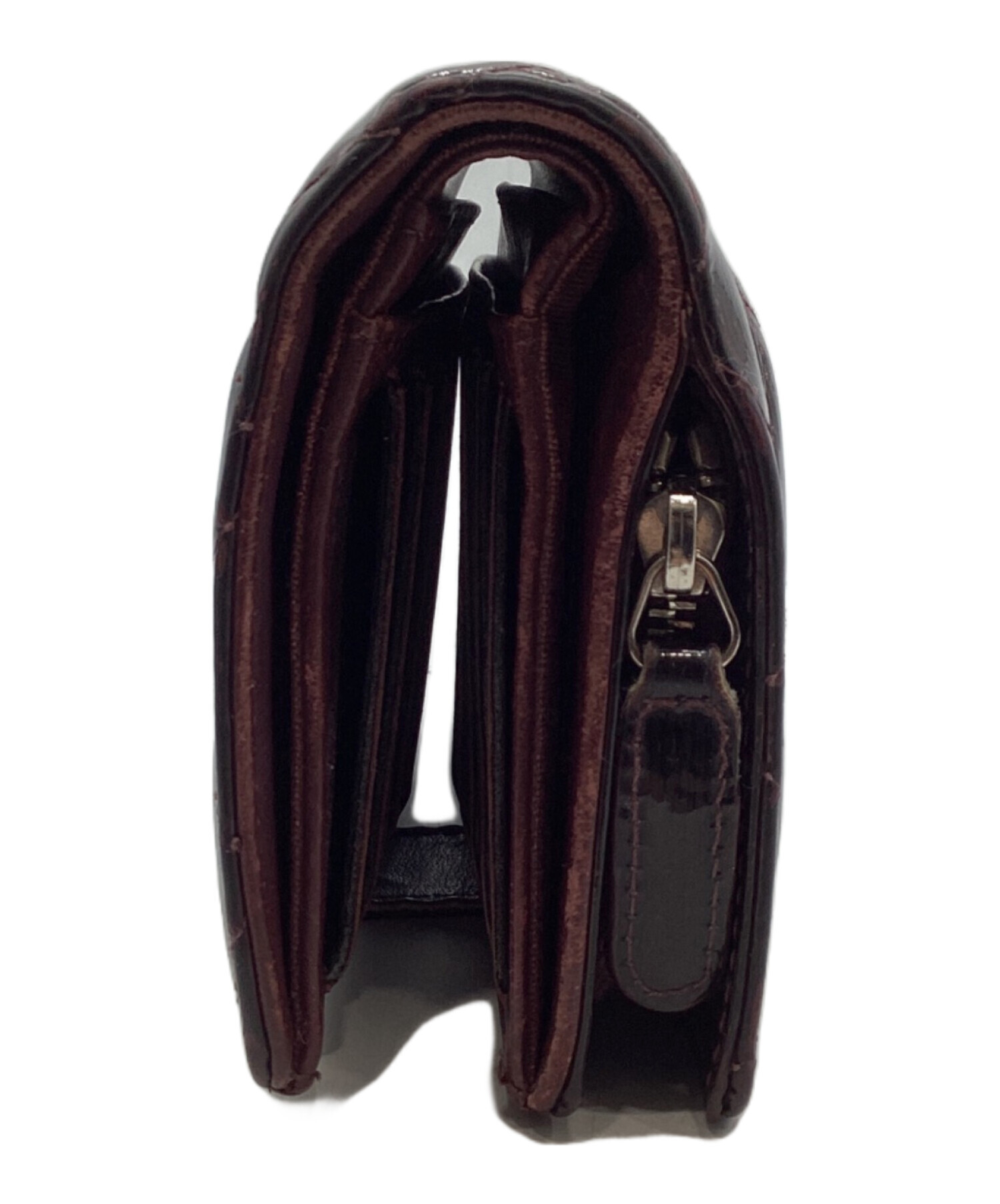 シャネル CHANEL パテント 二つ折り財布 ブラウン系 中古・古着通販】CHANEL (シャネル) マトラッセパテント2つ折り財布