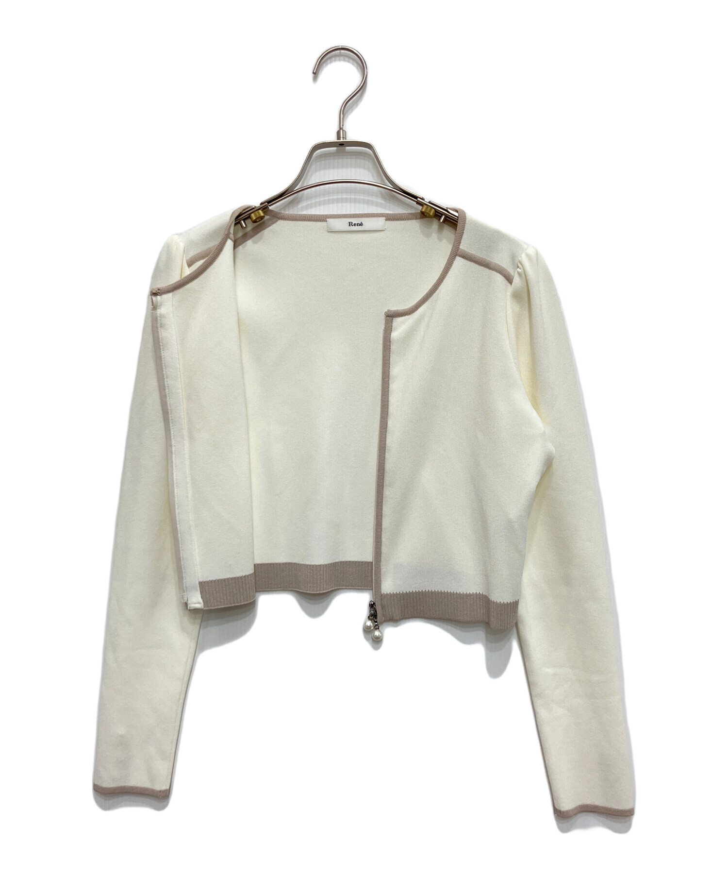 René - ルネ　ダブルジップ　38 カーディガン  白 中古・古着通販】Rene (ルネ) ダブルジップカーディガン ホワイト