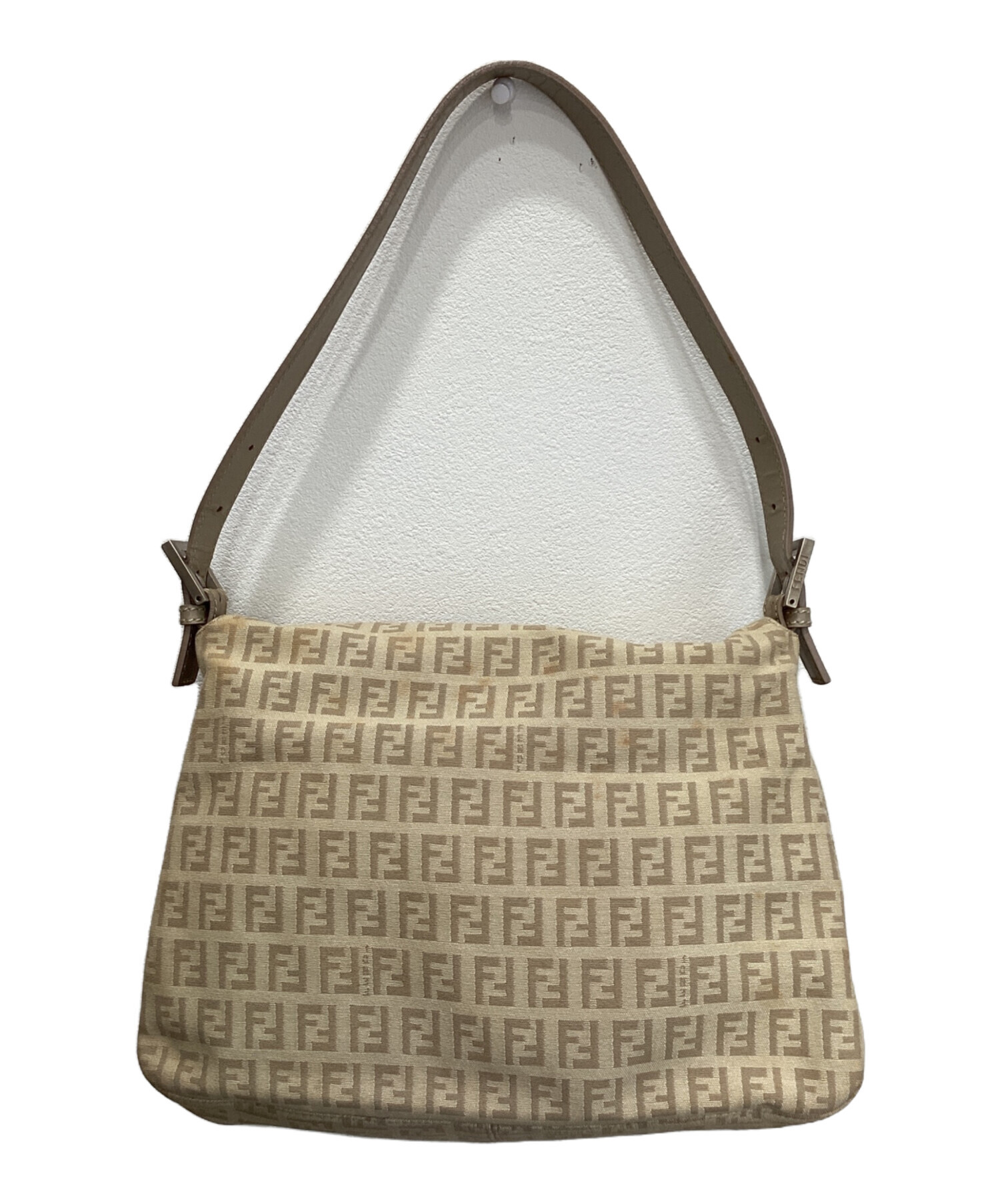美品 フェンディ FENDI ズッキーノ マンマバゲット ショルダー バッグ キャンバス ベージュ ブラウン 8BR001 シルバー 金具 90307140 FENDI - 美品 フェンディ FENDI ズッキーノ マンマバゲット ショルダー