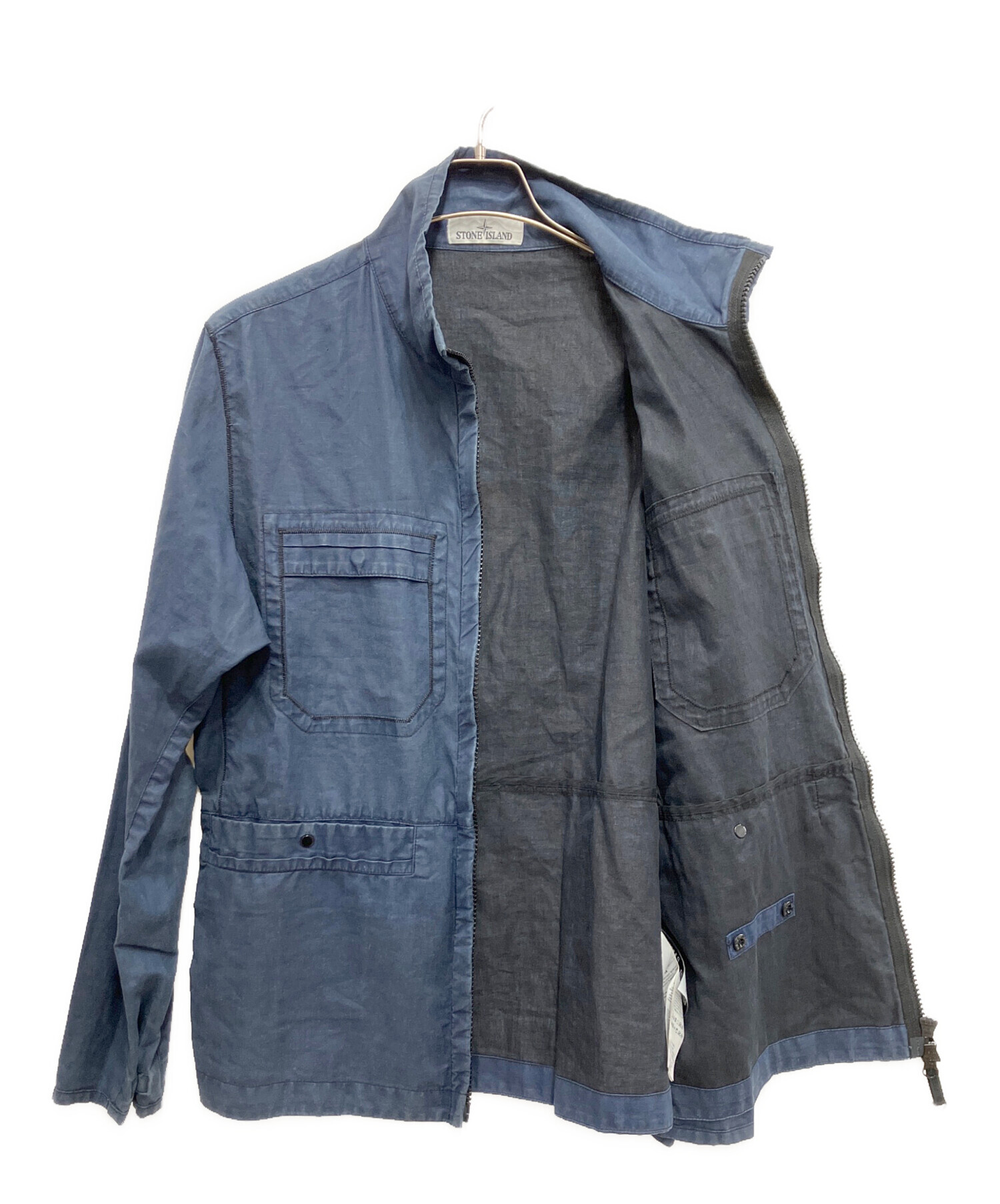 STONE  ネイビー ジャケット 中古・古着通販】STONE ISLAND (ストーンアイランド) リネンサファリ