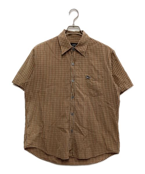 中古・古着通販】A.P.C. (アーペーセー) 半袖チェックシャツ ブラウン