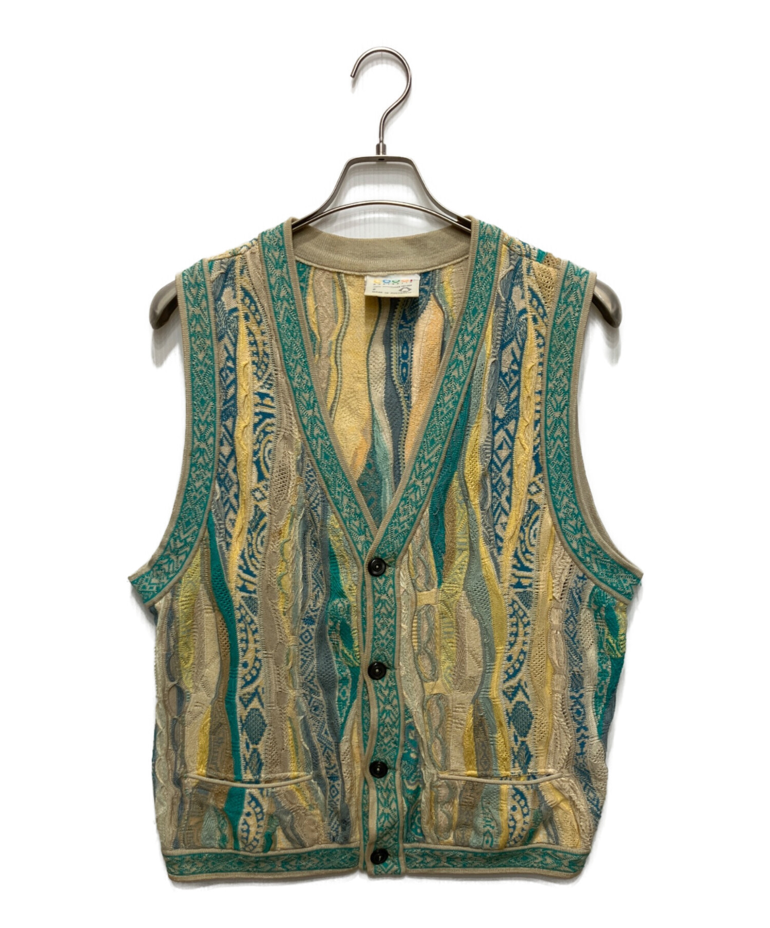 p*)様 COOGI クージー 3D ニットベスト 新品未着用品 中古・古着通販】Coogi (クージー) 3Dニットベスト グリーン×イエロー
