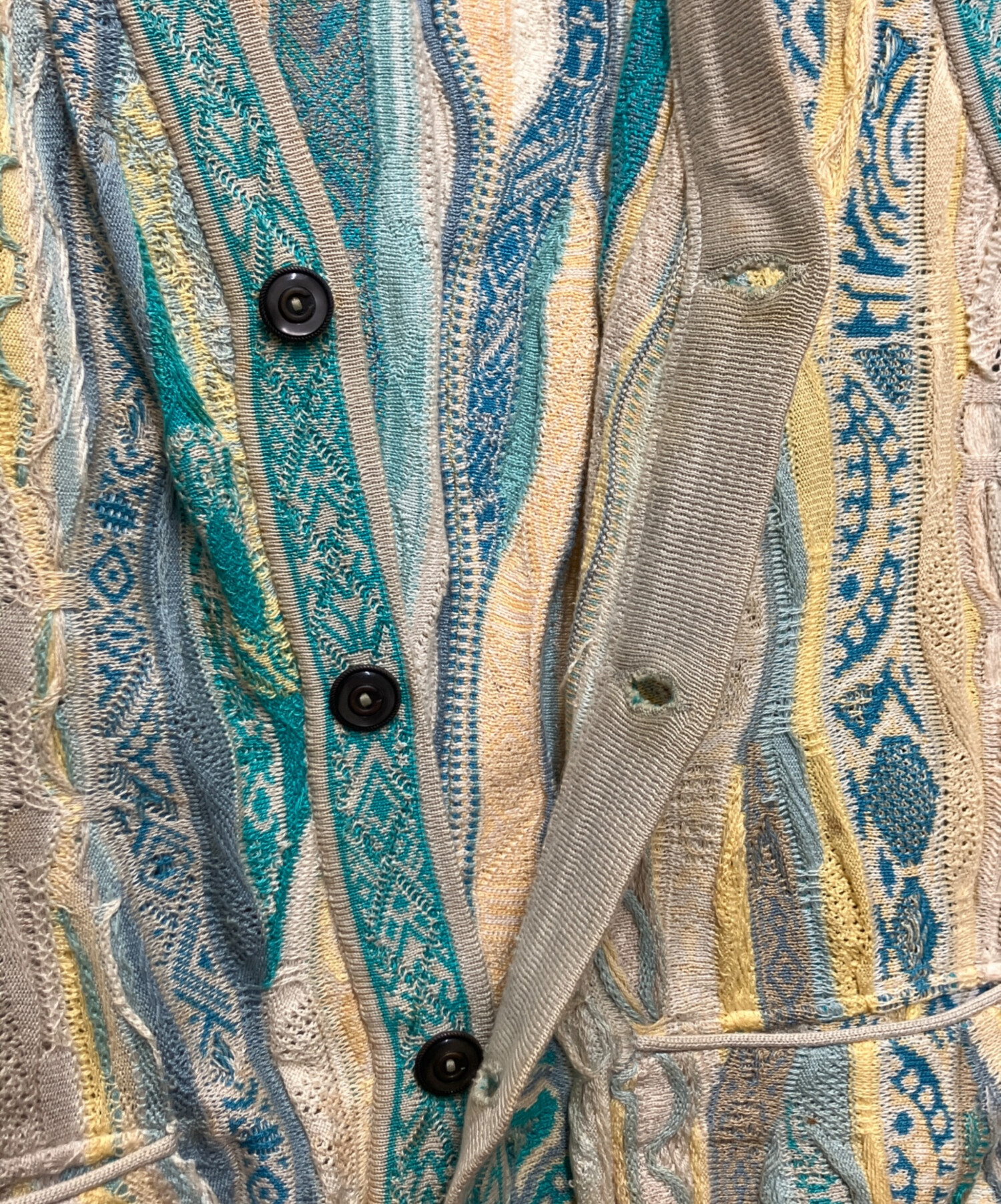 中古・古着通販】Coogi (クージー) 3Dニットベスト グリーン×イエロー